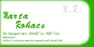 marta rohacs business card